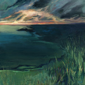 Enlli Wedi’i Goleuo Mewn Môr Indigo / Bardsey Illuminated In An Indigo Sea