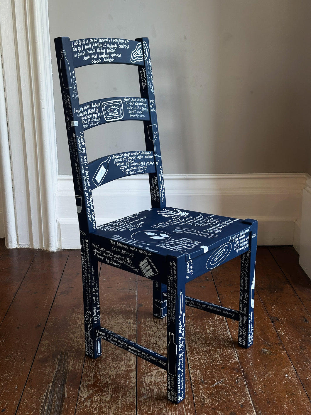 Cadair Glas 'y bwrdd' 3 / 'the table' Blue Dining Chair 3