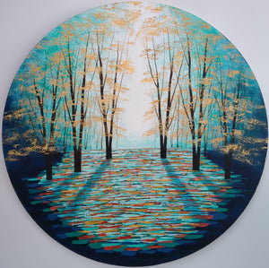 Llannerch Goedwigol Aur a Glas / Gold and Blue Forest Glade